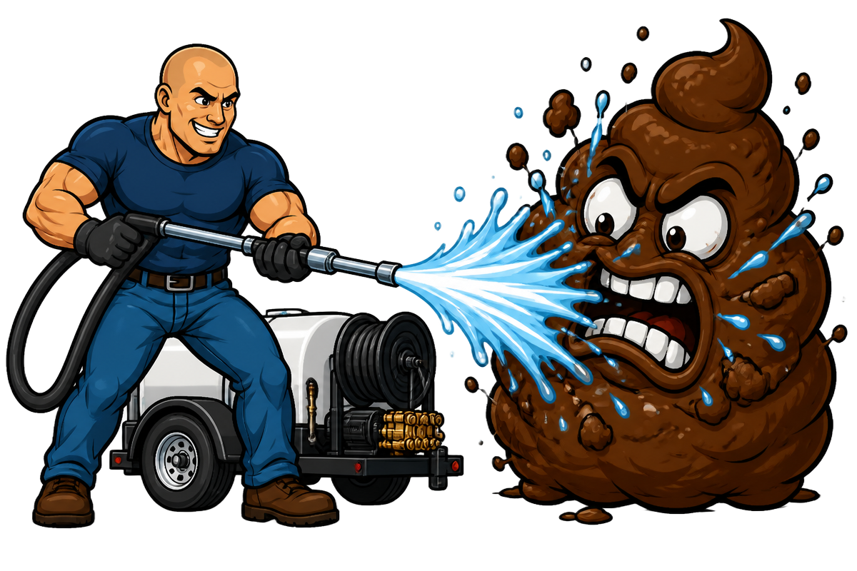 Master Jetting technician hydro jetting a stubborn sewer clog